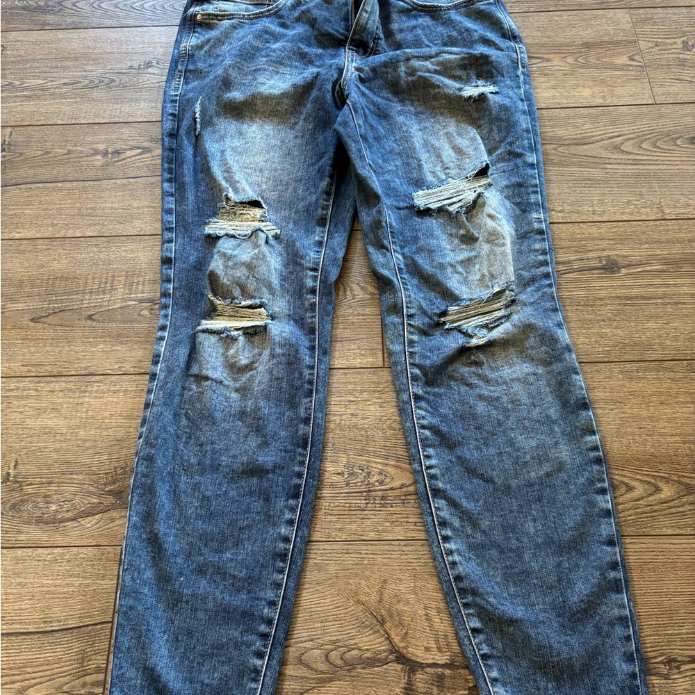 Maurices Blue Distressed Skinny Jeans